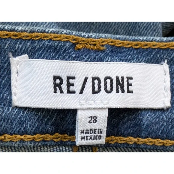 RE/DONE Mid Rise Wide Leg Jeans Button Fly Womens Size 28 Blasted Wash NWT $295